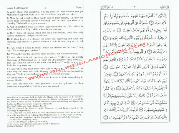 Noble Qur'an with Full Page Arabic/English,Medium Size (8.7 x 6.0 x 1.7 inches) with Metal Corner (Hardcover),