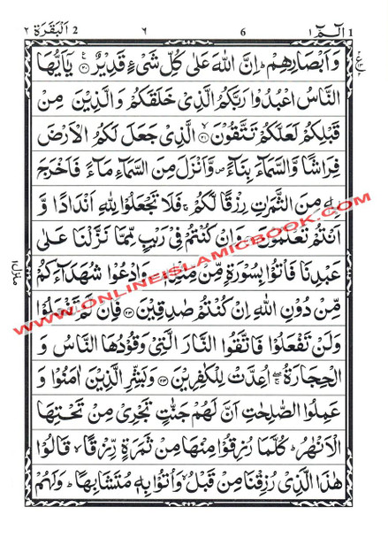 Quran Al Kareem Arabic Only -13 Lines Pakistani Indian Persian Script (Large Words),