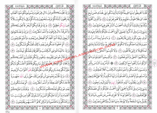 Al Quran Al Kareem Rasmul Usmani 15 Lines - Beirut Quran Assorted Color (Medium Size) White Paper,