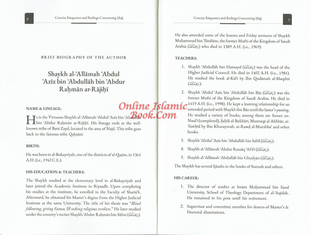 Concise Etiquettes & Rulings concerning Hajj BY Shaykh Abdul Aziz ibn Abdullah Al-Rajihi,9798891218697,