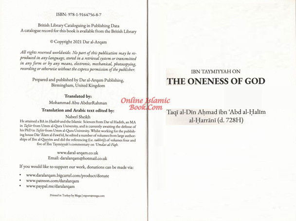 Ibn Taymiyyah on The Oneness of God By Taqi al-Din Ahmad Ibn Abd al-Halim al-Harrani,9781916475687,