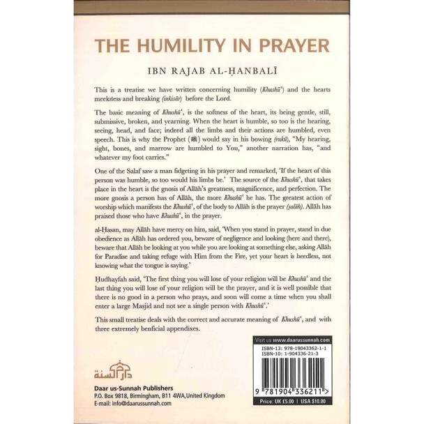 The Humility in Prayer By Ibn Rajab al-Hanbali,9781904336211,