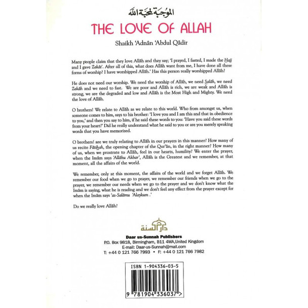 Love of Allah By Shaikh Adnan Abdul Qadir,9781904336037,