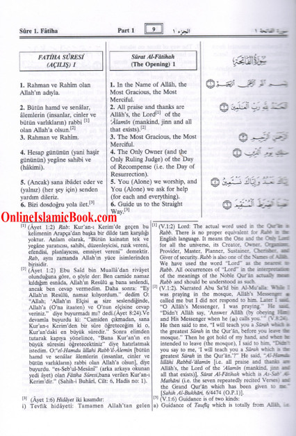 Quran in Turkish Language (The Noble Quran in Turkish Language with Tafsir)(Turkish, English and Arabic Language),