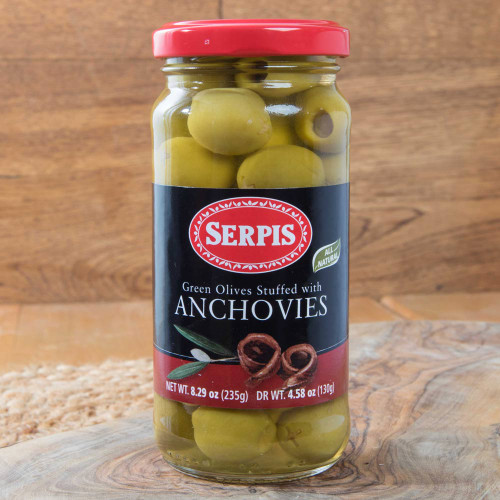 Green Spanish  Olives stuffed with Anchovies by Serpis