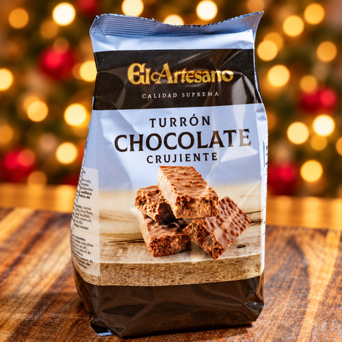 Crunchy Chocolate Turron in portions by El Artesano