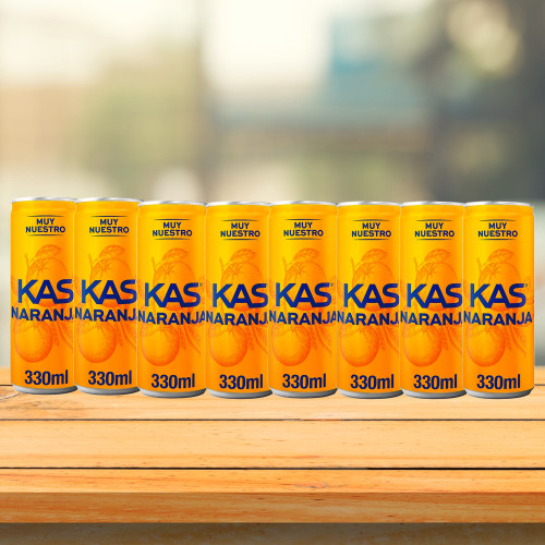 8 cans of Kas Naranja Soda