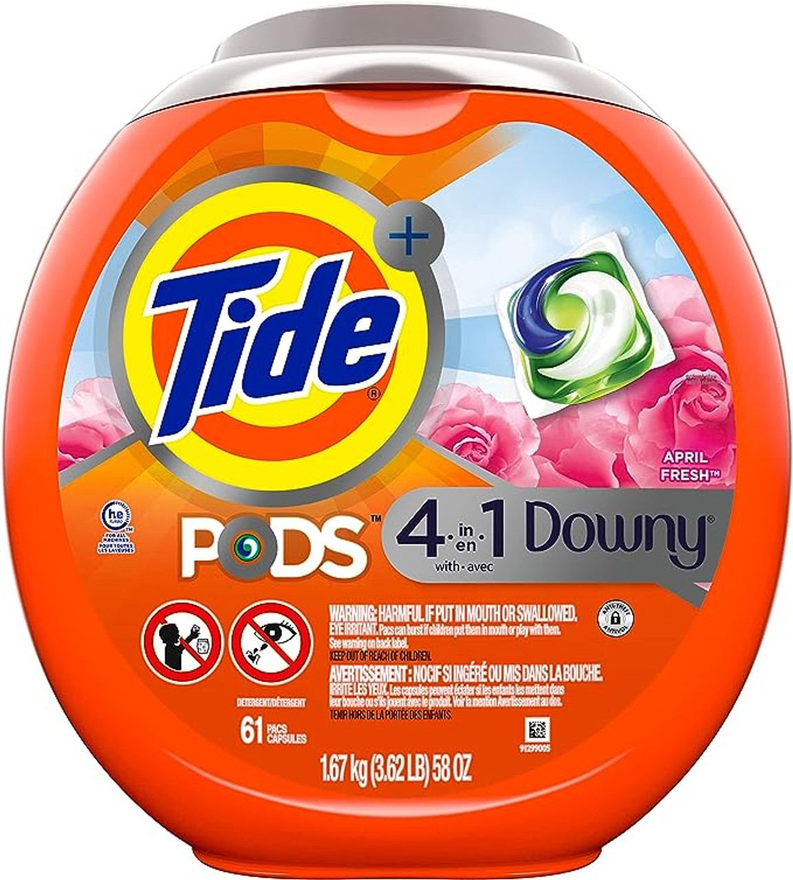 Tide Pods w/ Downy April Fresh 61 count/ 4 case