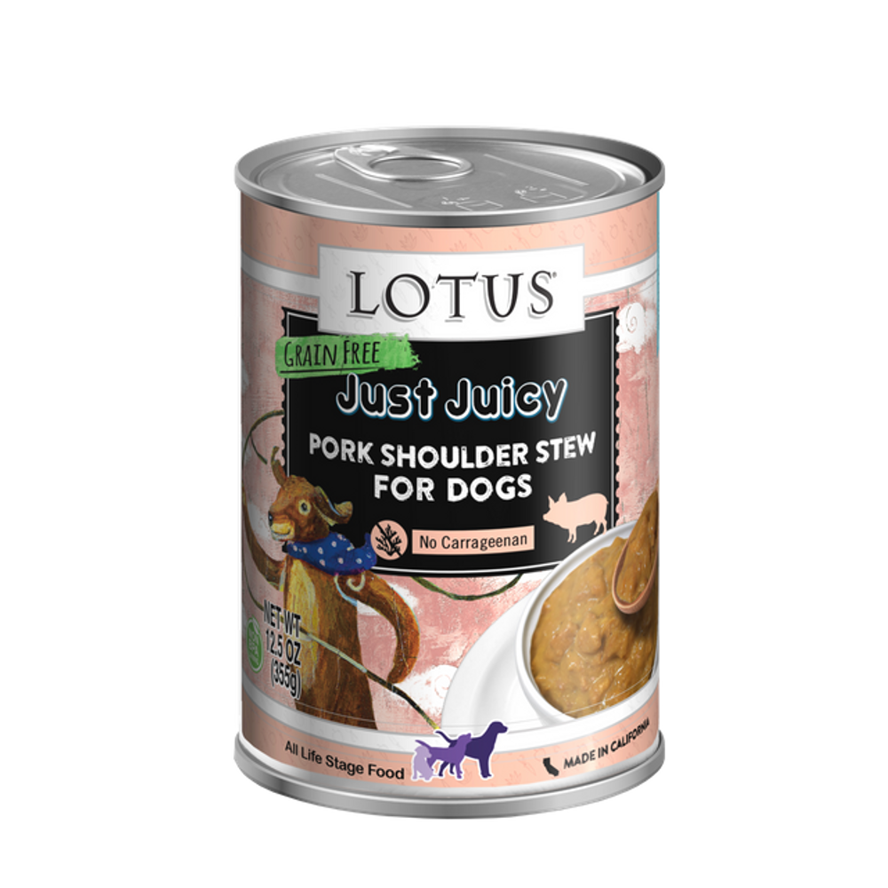 Lotus Dog Cans - Grain Free Just Juicy Pork Shoulder 12.5oz 12/cs