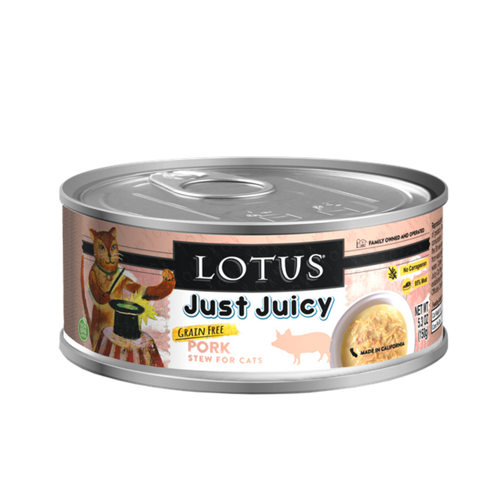 Lotus Cat Cans - Just Juicy Pork Stew 2.5oz 24/cs