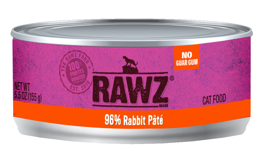 RAWZ 96% Meat Cat Can - Rabbit Pate 5.5oz 24/cs