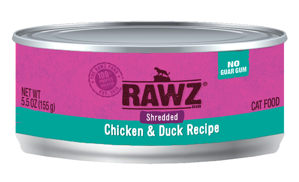 RAWZ Shredded Cat Can - Chicken & Duck 5.5oz 24/cs