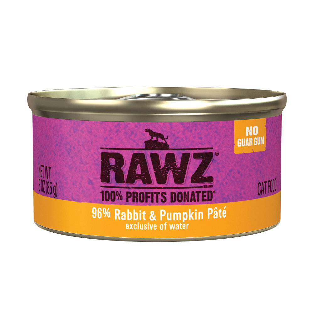 RAWZ 96% Meat Cat Can - Rabbit & Pumpkin Pate 3oz 18/cs