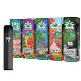 Vape Pen Bunte Blüte links, in 5 verschiedenen Sorten in der Verpackung 