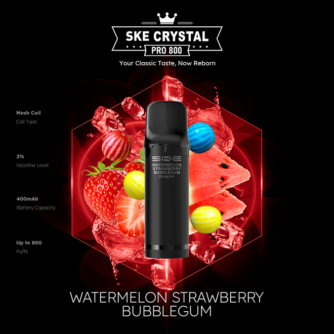 SKE Crystal Pro 800 Watermelon Strawberry Bubblegum
