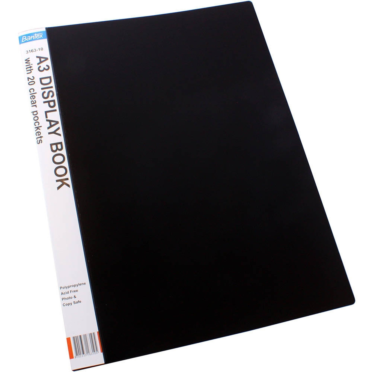 BANTEX DISPLAY BOOK PORTRAIT 20 POCKET A3 BLACK (316310) Officeway