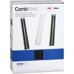 GBC IBICO PLASTIC COMB 21 RING BINDING COILS 32mm Black, Bx50