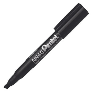 Pentel NN60 Green Label Permanent Marker Chisel Point 3.0-6.0mm Black, Each