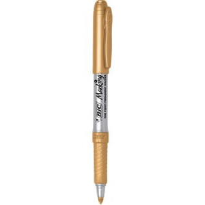 BIC MARK IT PERMANENT MARKER Fine Tip Metallic Gold, Bx12