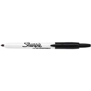 SHARPIE RETRACTABLE MARKER Permanent Black, Bx12 32701