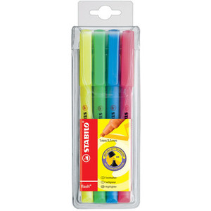 STABILO FLASH HIGHLIGHTER ASSORTED WALLET 4