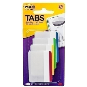 Post-It Filing Tabs Durable 686F-1 Primary Colours 50 x 38mm 24 Pack