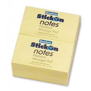 Stick On Notes 76mm x 127mm 100 Sheets - Yellow, Pack of 12 (11050)
