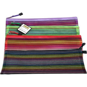 PENCIL CASE STRIPE MESH Assorted Colours (Each) **