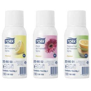 TORK PACK AIR FRESHENER SPRAY 75ML, 1 Refill Selected at Random from Citrus, Floral and Tropical, to Suit JSH-0562000 A1 Dispenser