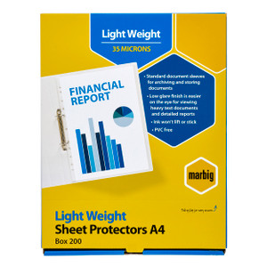 MARBIG COPYSAFE SHEET PROTECTOR Economy A4 Low Glare Bx200