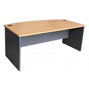 FOI BOW FRONT DESK Beech/Ironstone 2100x900/750x720mm