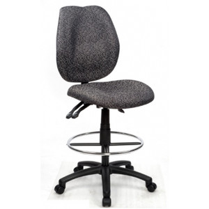 SABINA DRAFTING CHAIR BLACK WITH ARMS Patterned Fabric, 3 Lever Ratchet Back with Drafting Ring + Arms