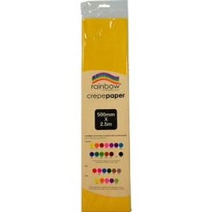 RAINBOW CREPE PAPER 500mmx2.5m Yellow, Pk12