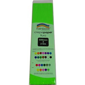 RAINBOW FLURO CREPE PAPER 500mmx2.5m Green (Pack of 12)