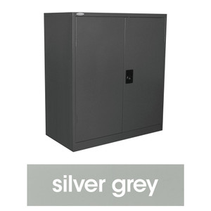 STEELCO STATIONERY CUPBOARD 2 Shelf Silver Grey H1015xW914xD463mm