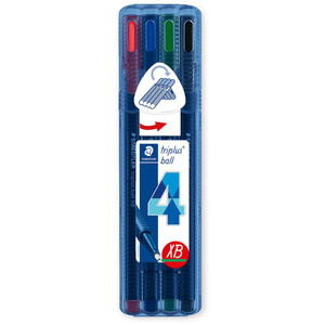 Staedtler 437 Triplus Ball Ballpoint Pen Extra Broad - Wallet of 4 Assorted Colours