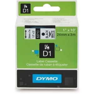 DYMO D1 LABELLING TAPE CASSETTES 24mmx7m Black on White Tape