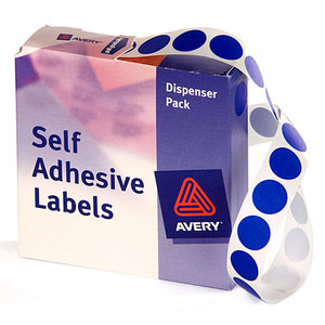 AVERY DISPENSER LABELS Circles DMC14B 14mm Blue, Pk1050