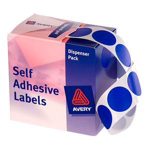 AVERY DISPENSER LABELS Circles DMC24B 24mm Blue, Pk500