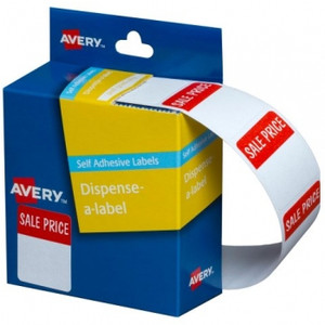 AVERY SALE PRICE DISPENSER LABELS 30 x 24 mm, Rectangle, Removable (Roll of 400)