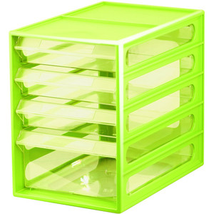 ITALPLAST 4 Drawer Office Organiser - Lime, Each