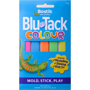 BOSTIK BLU TACK 75gm Coloured Compact Pack