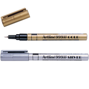 ARTLINE 999XF METALLIC MARKERS Xtra Fine Asstd Gold/Silver BOX12