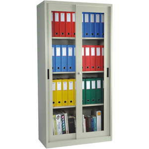 Steelco Sliding Glass Door Cabinet 3 Shelves 1500W x 465D x 1830mmH Graphite Ripple, Each