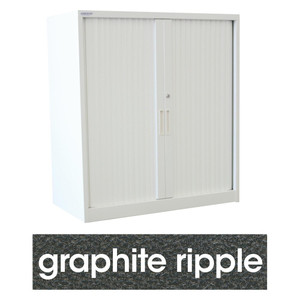 STEELCO TAMBOUR DOOR CUPBOARD 2 Shelf Graphite Ripple H1015xW900xD463mm