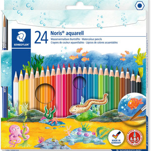 Staedtler 144 Noris Club Aquarell Watercolour Pencils, Assorted Box of 24