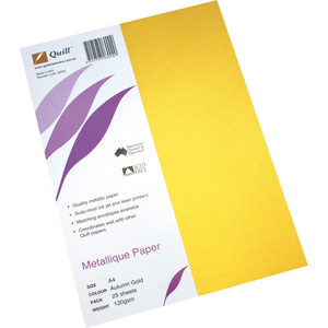 Quill Metallique Paper 120gsm A4 - Autumn Gold, Pack of 25 (06002)