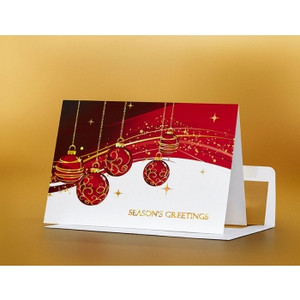 SEASON'S GREETING CARD Festive Baubles 183mm x 127mm, Pk100