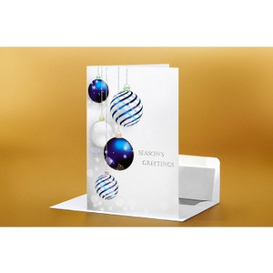 SEASON'S GREETING CARD Elegant Baubles 183mm x 127mm, Pk100