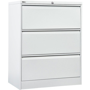 GO LATERAL FILING CABINET 3 DR White Satin H1016xW900xD470mm